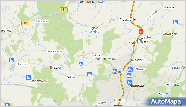 mapa Gola Dzierżoniowska, Gola Dzierżoniowska na mapie Targeo