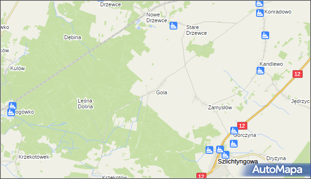 mapa Gola gmina Szlichtyngowa, Gola gmina Szlichtyngowa na mapie Targeo