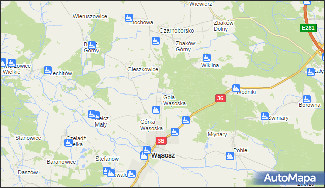 mapa Gola Wąsoska, Gola Wąsoska na mapie Targeo