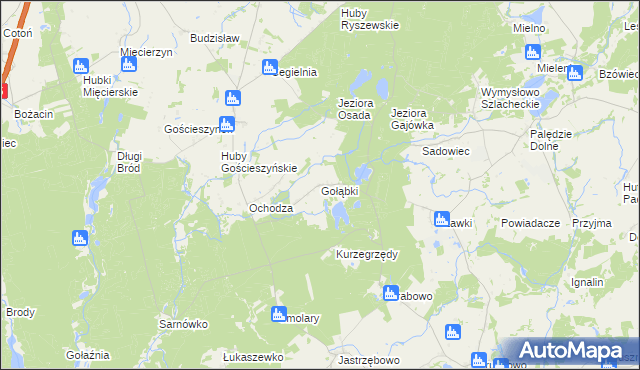 mapa Gołąbki gmina Trzemeszno, Gołąbki gmina Trzemeszno na mapie Targeo