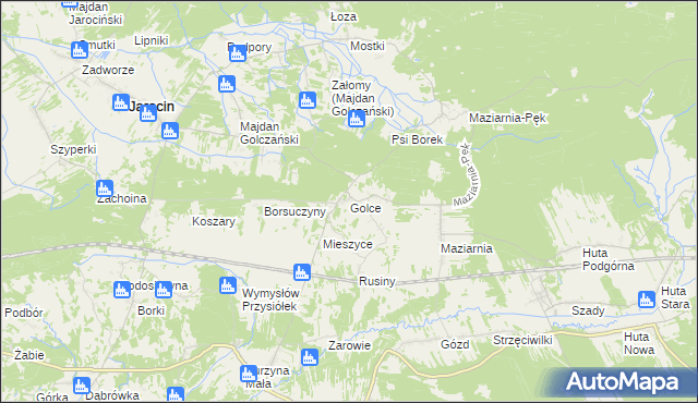 mapa Golce gmina Jarocin, Golce gmina Jarocin na mapie Targeo