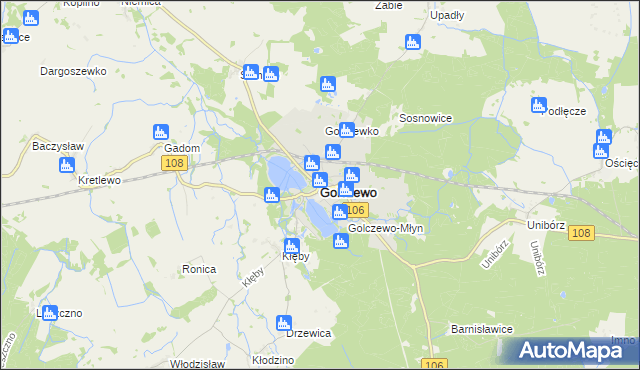 mapa Golczewo powiat kamieński, Golczewo powiat kamieński na mapie Targeo