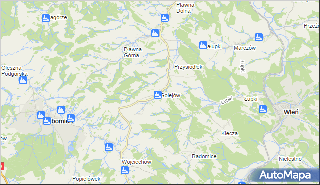 mapa Golejów, Golejów na mapie Targeo