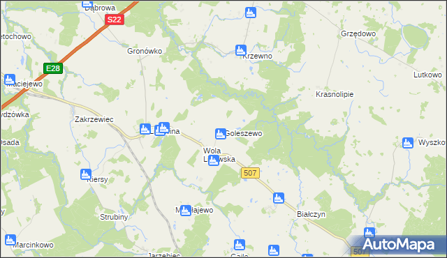 mapa Goleszewo, Goleszewo na mapie Targeo