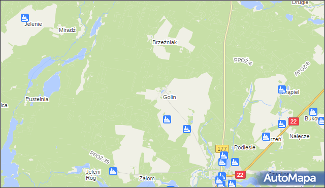 mapa Golin gmina Człopa, Golin gmina Człopa na mapie Targeo