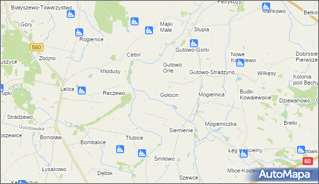 mapa Gołocin, Gołocin na mapie Targeo