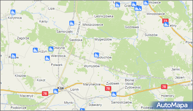 mapa Gołuchów gmina Kije, Gołuchów gmina Kije na mapie Targeo