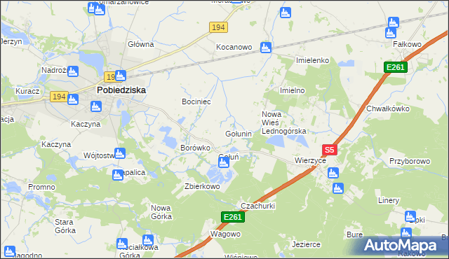 mapa Gołunin, Gołunin na mapie Targeo