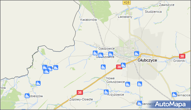 mapa Gołuszowice, Gołuszowice na mapie Targeo