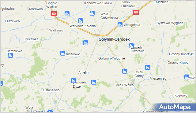 mapa Gołymin-Południe, Gołymin-Południe na mapie Targeo