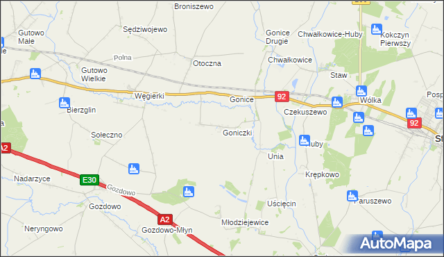 mapa Goniczki, Goniczki na mapie Targeo