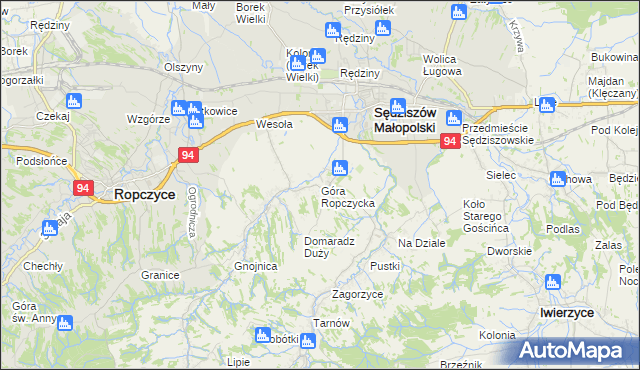 mapa Góra Ropczycka, Góra Ropczycka na mapie Targeo