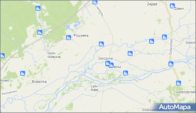 mapa Górczyna gmina Zwierzyn, Górczyna gmina Zwierzyn na mapie Targeo