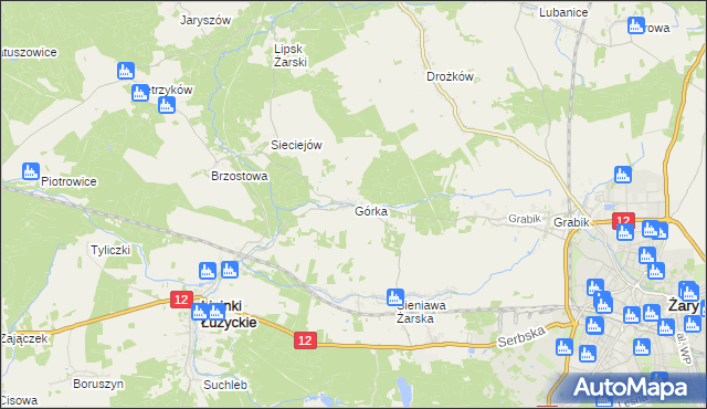 mapa Górka gmina Lipinki Łużyckie, Górka gmina Lipinki Łużyckie na mapie Targeo