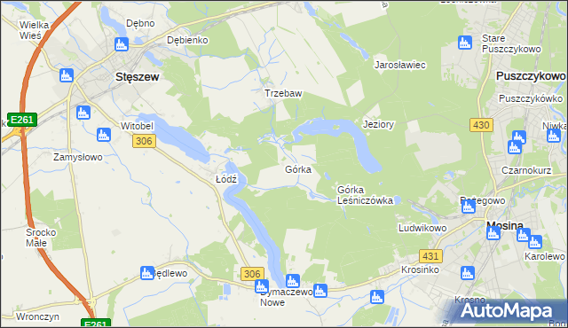 mapa Górka gmina Stęszew, Górka gmina Stęszew na mapie Targeo