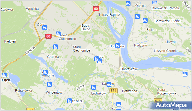 mapa Górki gmina Gąbin, Górki gmina Gąbin na mapie Targeo