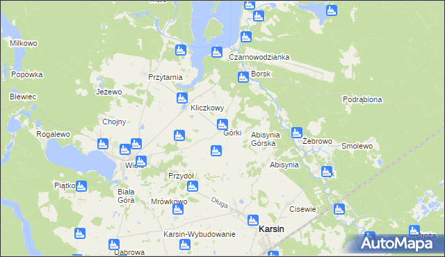 mapa Górki gmina Karsin, Górki gmina Karsin na mapie Targeo