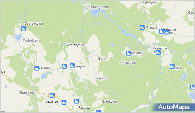 mapa Górki gmina Kołczygłowy, Górki gmina Kołczygłowy na mapie Targeo