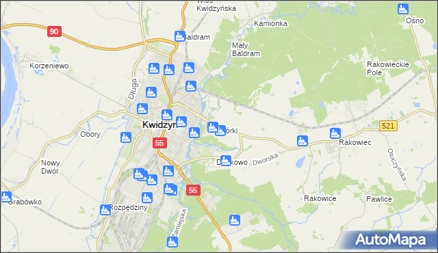 mapa Górki gmina Kwidzyn, Górki gmina Kwidzyn na mapie Targeo