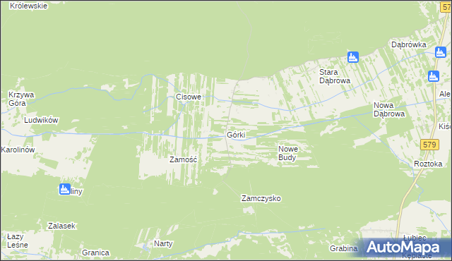 mapa Górki gmina Leoncin, Górki gmina Leoncin na mapie Targeo