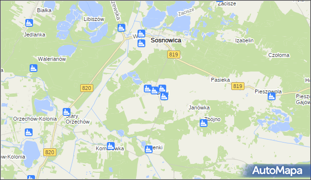 mapa Górki gmina Sosnowica, Górki gmina Sosnowica na mapie Targeo