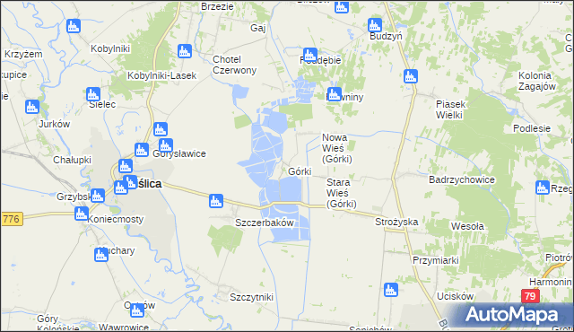 mapa Górki gmina Wiślica, Górki gmina Wiślica na mapie Targeo