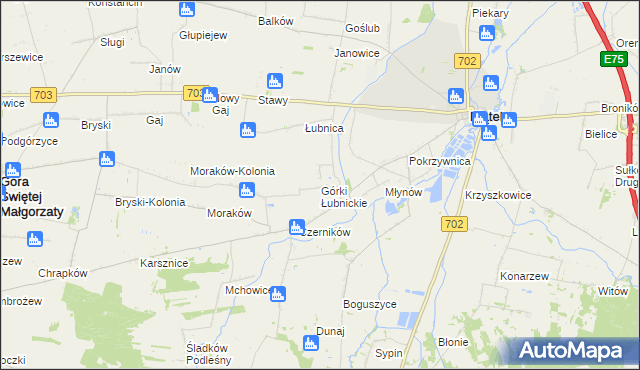 mapa Górki Łubnickie, Górki Łubnickie na mapie Targeo