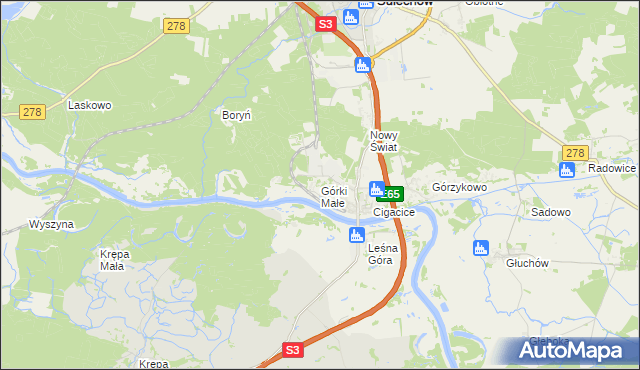 mapa Górki Małe gmina Sulechów, Górki Małe gmina Sulechów na mapie Targeo