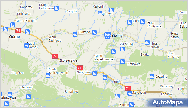 mapa Górki Napękowskie, Górki Napękowskie na mapie Targeo