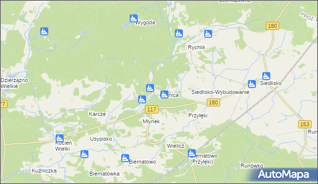 mapa Górnica gmina Trzcianka, Górnica gmina Trzcianka na mapie Targeo