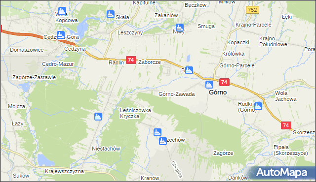 mapa Górno-Zawada, Górno-Zawada na mapie Targeo