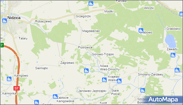 mapa Górowo-Trząski, Górowo-Trząski na mapie Targeo