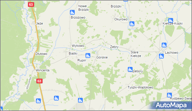 mapa Górskie gmina Kolno, Górskie gmina Kolno na mapie Targeo