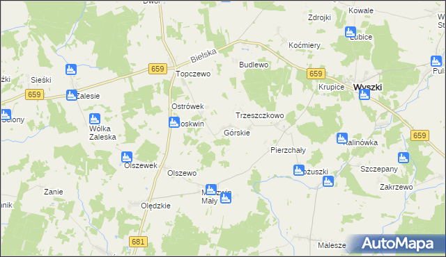 mapa Górskie gmina Wyszki, Górskie gmina Wyszki na mapie Targeo