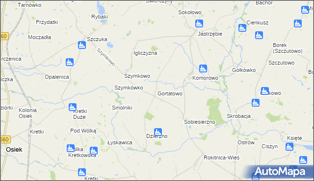 mapa Gortatowo gmina Brodnica, Gortatowo gmina Brodnica na mapie Targeo