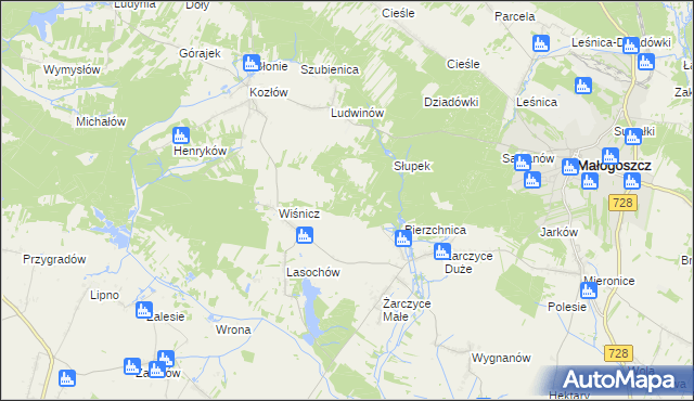 mapa Góry Lasochowskie, Góry Lasochowskie na mapie Targeo