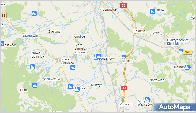 mapa Gorzanów, Gorzanów na mapie Targeo