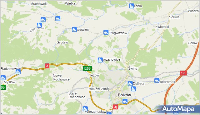 mapa Gorzanowice, Gorzanowice na mapie Targeo