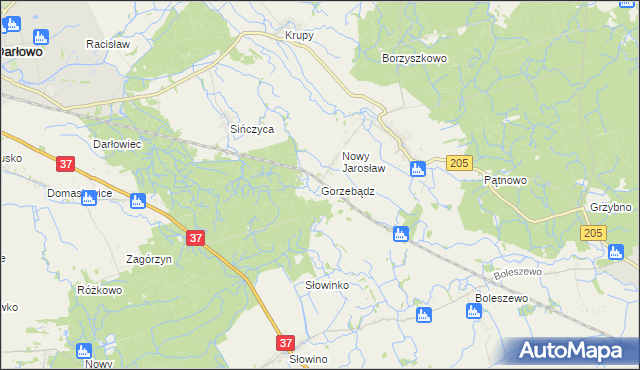 mapa Gorzebądz gmina Darłowo, Gorzebądz gmina Darłowo na mapie Targeo