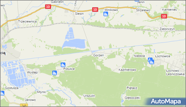mapa Gorzeń gmina Nakło nad Notecią, Gorzeń gmina Nakło nad Notecią na mapie Targeo