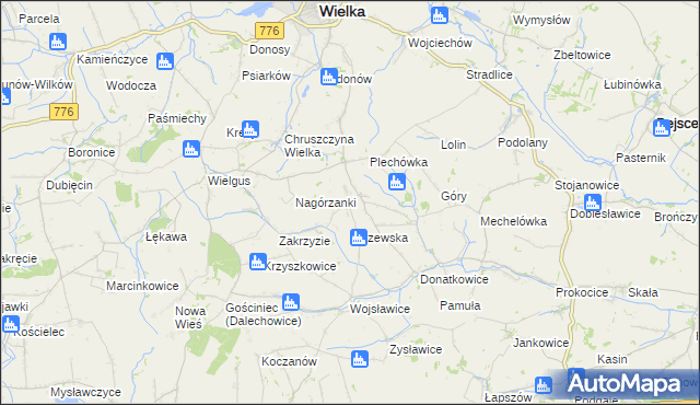 mapa Gorzków gmina Kazimierza Wielka, Gorzków gmina Kazimierza Wielka na mapie Targeo