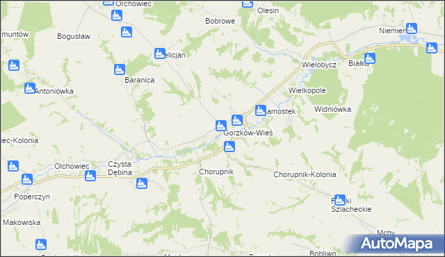 mapa Gorzków-Wieś, Gorzków-Wieś na mapie Targeo