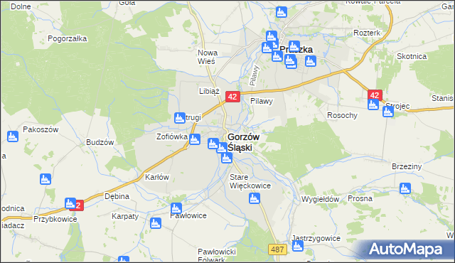 mapa Gorzów Śląski, Gorzów Śląski na mapie Targeo