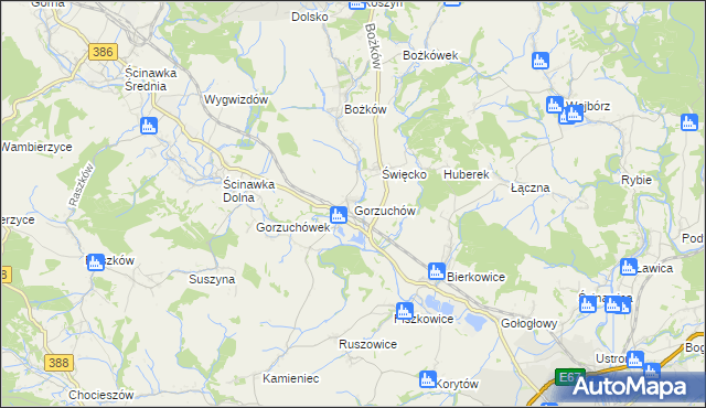 mapa Gorzuchów, Gorzuchów na mapie Targeo