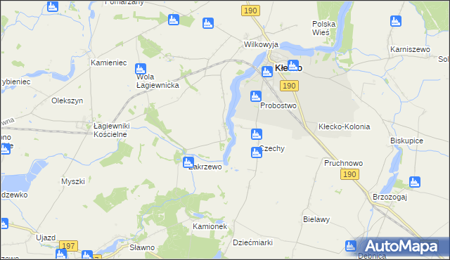 mapa Gorzuchowo gmina Kłecko, Gorzuchowo gmina Kłecko na mapie Targeo