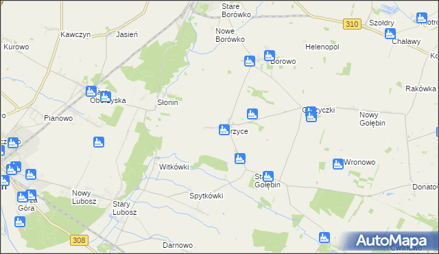 mapa Gorzyce gmina Czempiń, Gorzyce gmina Czempiń na mapie Targeo