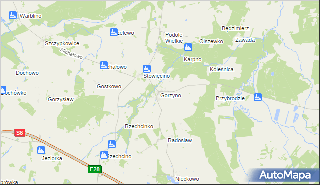 mapa Gorzyno, Gorzyno na mapie Targeo