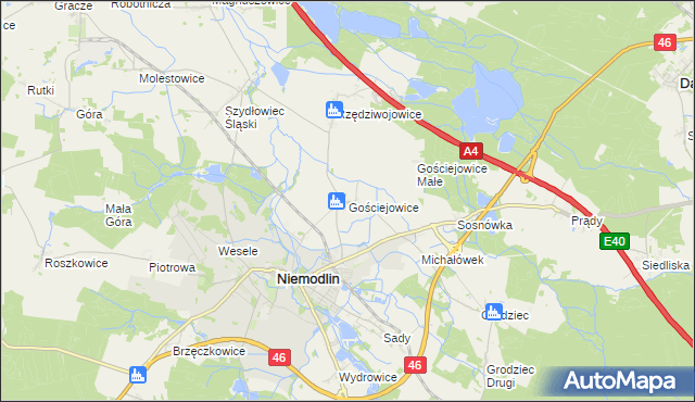 mapa Gościejowice, Gościejowice na mapie Targeo