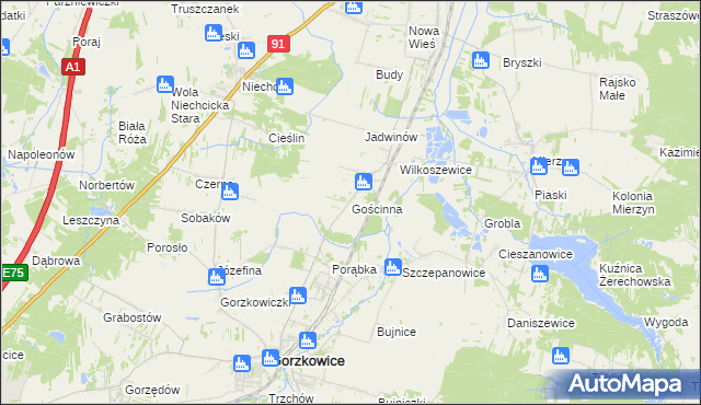 mapa Gościnna, Gościnna na mapie Targeo