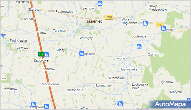 mapa Gośniewice gmina Jasieniec, Gośniewice gmina Jasieniec na mapie Targeo